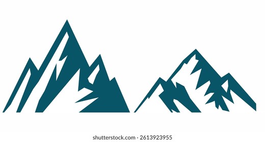 Mountain peak set. Collection different types of Mountains. Mountain landscape vector illustration set, collection of mountains in flat design style. Cute mountain vector set cute cartoon style.