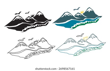 Bergspitze Silhouette mit transparentem Hintergrund