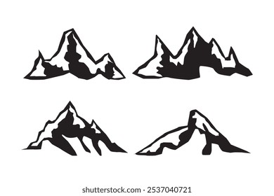 Siluetas de pico de montaña para logo. Icono de montaña