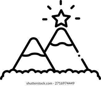 Mountain Peak com Ícone de Vetor Estrela