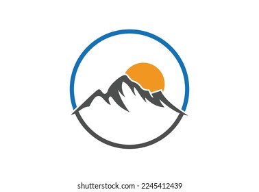 Mountain peak summit logo design, Vector illustration