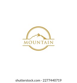 Mountain peak summit logo design. Outdoor hiking adventure