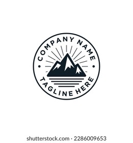 Mountain peak summit logo design. Outdoor hiking adventure logo