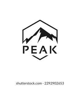 Mountain peak summit logo design. Outdoor hiking adventure icon. Alpine wilderness travel symbol. Suitable for your design need, logo, illustration, animation, etc.