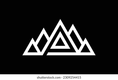 Mountain peak summit logo design. Outdoor hiking adventure icon set. Mountain shape vector