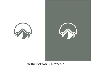 Mountain peak summit logo design. Outdoor hiking adventure icon set. Vector illustration.