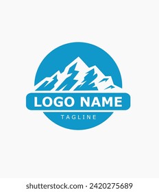Diseño del logo de la cumbre de montaña. Símbolo de viaje al aire libre adventure wilderness. Ilustración vectorial.