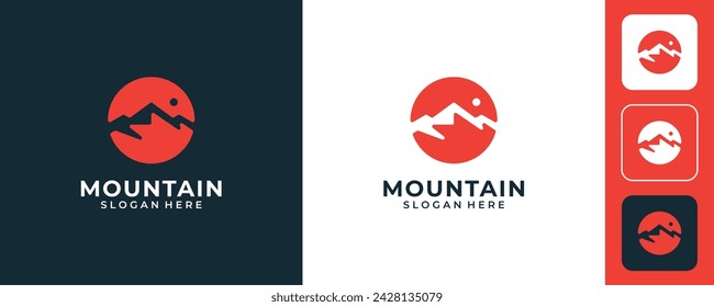 Mountain peak summit logo design