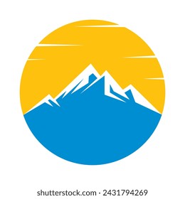 Diseño de logotipo de cumbre de montaña. Conjunto de iconos de aventura de senderismo al aire libre. Símbolo de viaje alpino. Ilustración vectorial.