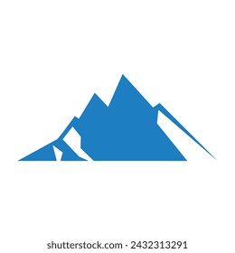 Mountain peak summit logo design. Outdoor hiking adventure icon set. Alpine wilderness travel symbol. Vector illustration.
