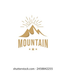 Mountain peak summit logo design. Outdoor hiking adventure logo design icon vector template	