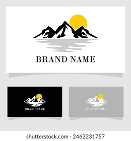 Mountain peak summit logo design vector template premium