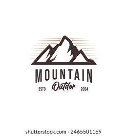 Mountain Peak Summit Logo Design. Outdoor Wandern Abenteuer Icon Set. In: Alpine Wilderness Travel Symbol.