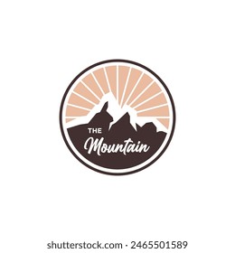 Diseño de logotipo de cumbre de montaña. Conjunto de iconos de aventura de senderismo al aire libre. Símbolo de viaje alpino.