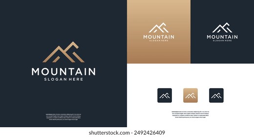 Mountain peak summit logo design template