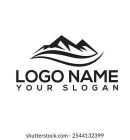 Mountain peak summit logo design. Outdoor hiking adventure icon set