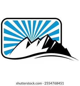 Mountain peak summit logo design. Outdoor hiking adventure icon set. Alpine wilderness travel symbol. Vector illustration.Keywords: