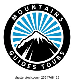 Mountain peak summit logo design. Outdoor hiking adventure icon set. Alpine wilderness travel symbol. Vector illustration.Keywords: