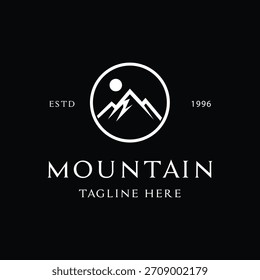 conceito de design de logotipo de mountain peak e sun circle