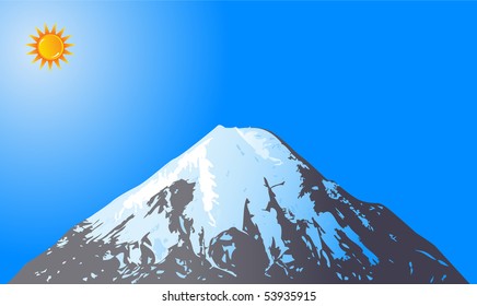 Mountain peak with Sun vector