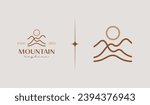 Mountain Peak Sunburst Logo Template. Universal creative premium symbol. Vector illustration. Creative Minimal design template. Symbol for Corporate Business Identity