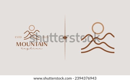 Mountain Peak Sunburst Logo Template. Universal creative premium symbol. Vector illustration. Creative Minimal design template. Symbol for Corporate Business Identity