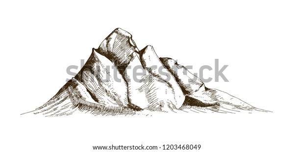 Mountain Peak Top Summit Hand Drawn Stock Vector (Royalty Free) 1203468049