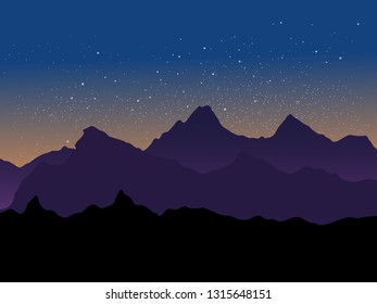 mountain peak under starry sky