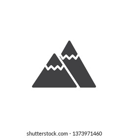 Mountain Peak Vector Icon. Filled Flat Sign For Mobile Concept And Web Design. Snowy Mountains Peak Glyph Icon. Symbol, Logo Illustration. Pixel Perfect Vector Graphics