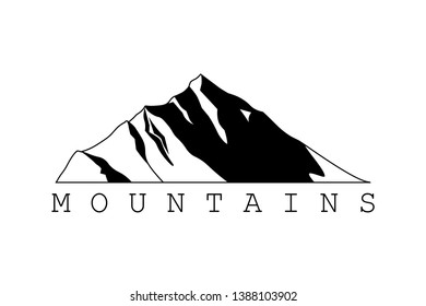 Mountain peak vector illustration. Mountain range landscape in black and white