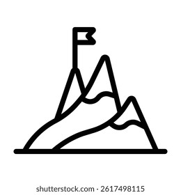 Mountain Peak Vector Line Icon Design