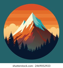 Mountain peak view landscape with sunrise soft light. Flat 2d vector illustration background. design template, background template, and tourism design template