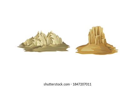 Mountain Peaks with Cliff and Rock Vector Set