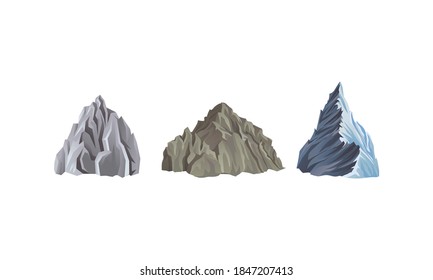 Mountain Peaks with Cliff and Rock Vector Set
