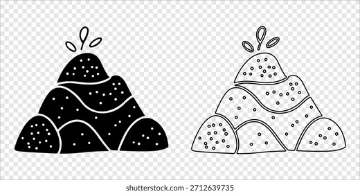 Mountain peaks with dotted texture Silhouette and Outline