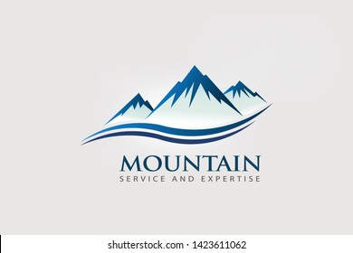 Mountain Peaks with double wave Logo