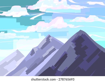 Mountain peaks hand-drawn vector file include
