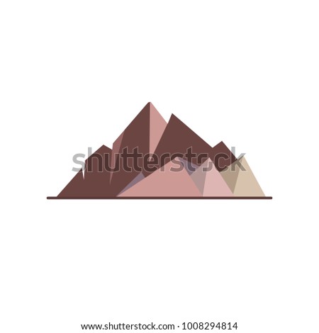 Mountain peaks icon in flat style. High rocks symbol isolated on white background