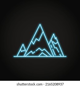 Icono de montaña en estilo de línea delgada. Símbolo de rocas afiladas. Ilustración vectorial.
