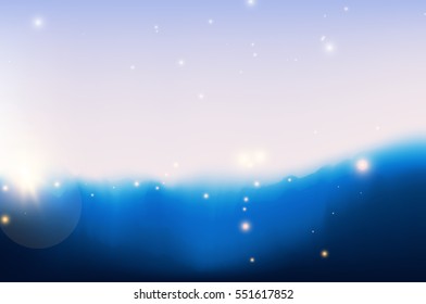 Mountain peaks illustration, Golden glowing lights effects. Graphic concept for your design