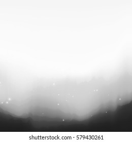 Mountain peaks illustration, Golden glowing lights effects. Graphic concept for your design