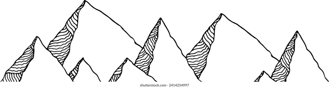 Mountain peaks isolated on white background. Abstract mountain landscape. Vector illustration.