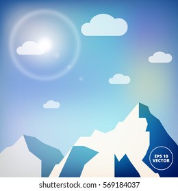 Mountain peaks landscape vector illustration