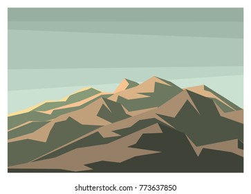mountain peaks layer colored illustration