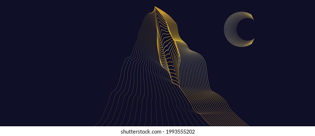Diseño del logo de los picos de montaña . Ilustración vectorial de línea