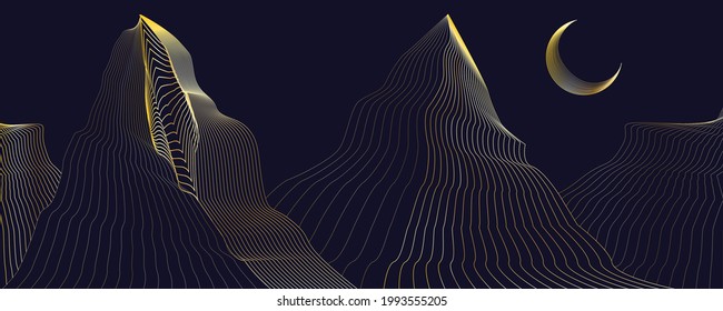 Diseño del logo de los picos de montaña . Ilustración vectorial de línea