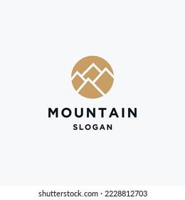 Mountain Peaks River Creek Simple logo design Vector