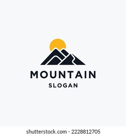 Mountain Peaks River Creek Simple logo design Vector