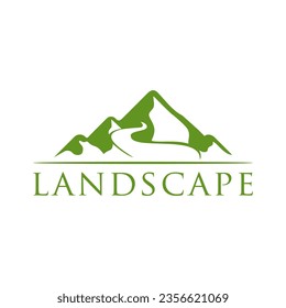 Mountain Peaks River Creek Simple logo design Vector