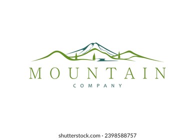 Montaña Peaks River Creek Diseño de logotipo simple Vector